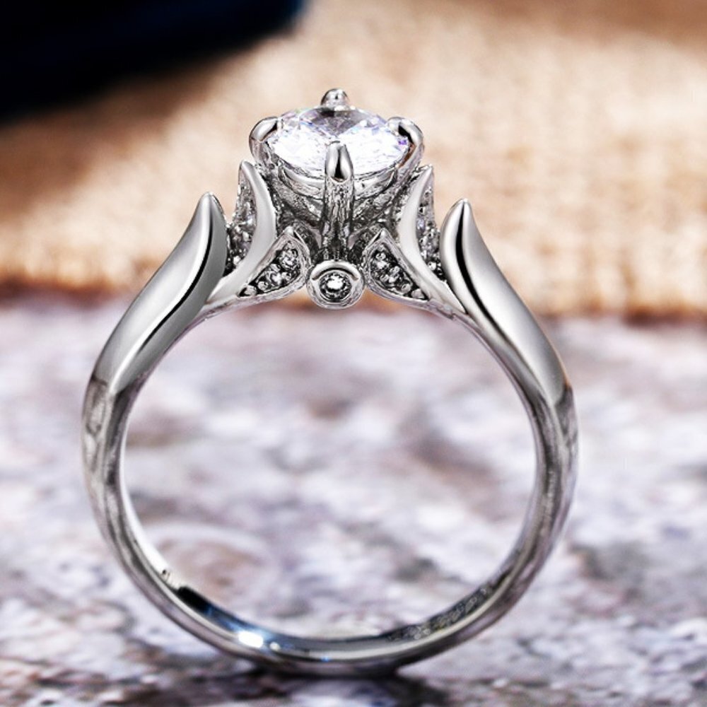 🍁Refine Beautiful Flower Pure Cubic Silver Rings for Women, MARR9153
